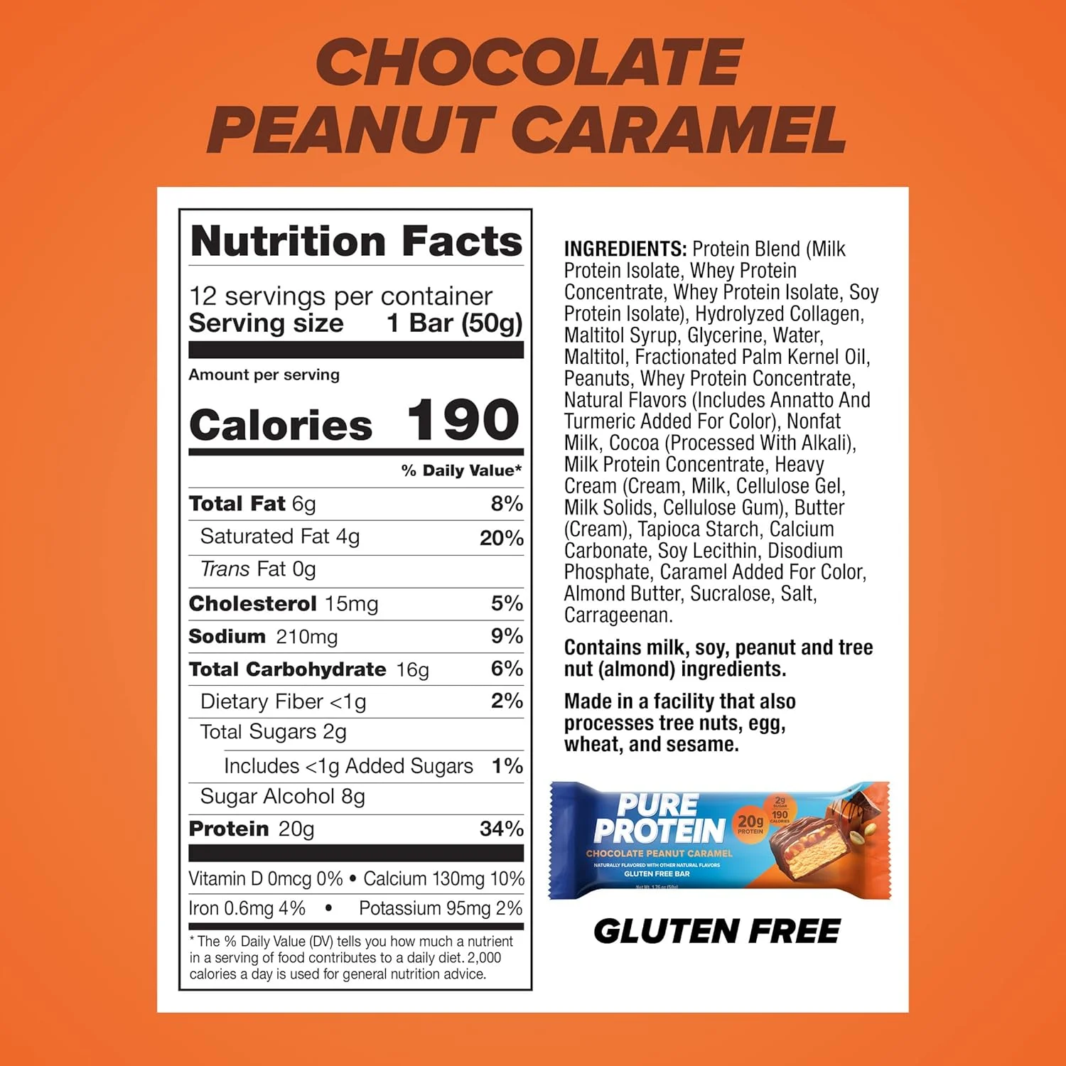 Pure Protein Bar Chocolate Peanut Caramel - 12 Count - Image 2
