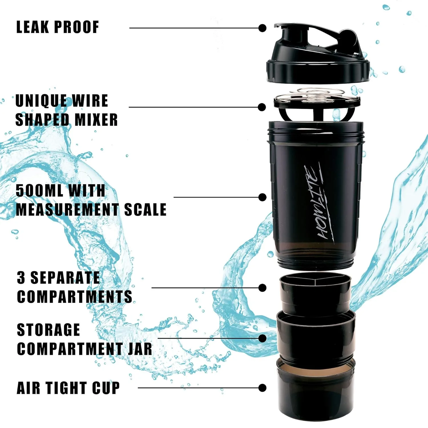 Protein Shaker Bottle Leak-Proof Blender Bottle - Image 3