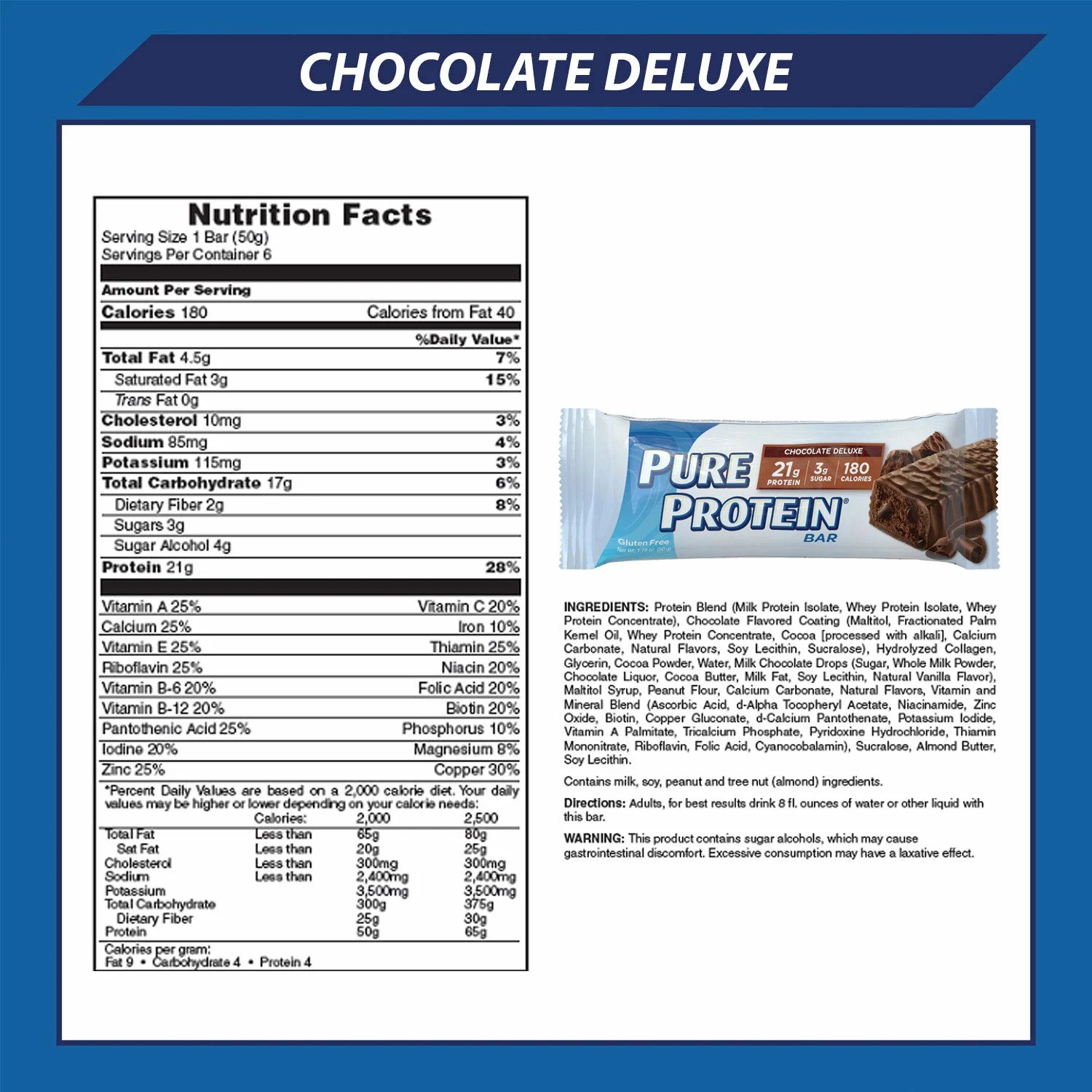 Pure Protein Chocolate Bar - 21g Protein - Image 2