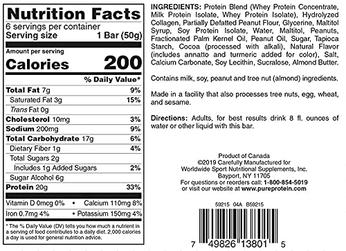 Pure Protein Bar Chocolate Peanut - 6 Count - Image 2