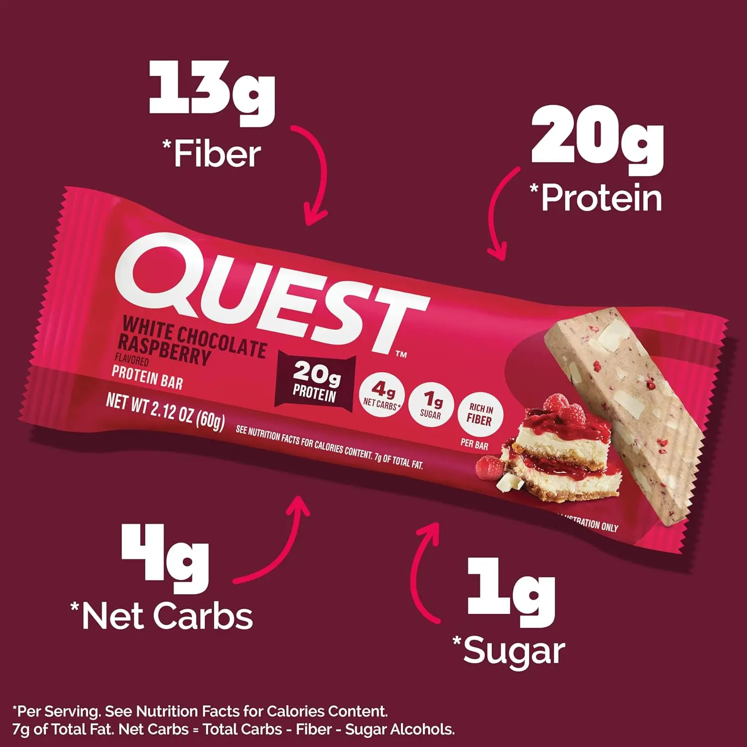 Indulge in a Quest Chocolate Chip Cookie Dough Protein Bar, a delicious and guilt-free treat with 21g of protein, 4g net carbs, and no added sugar.