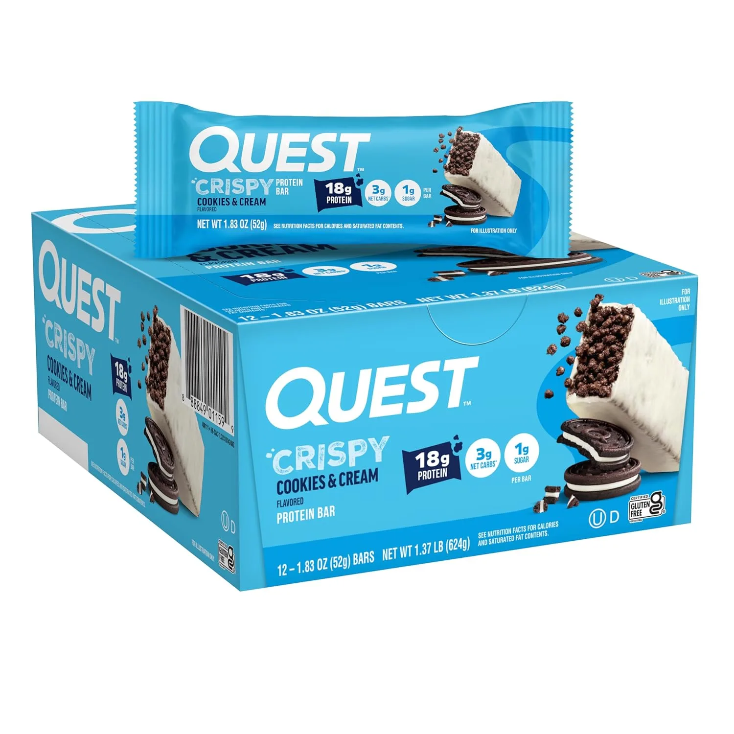 Quest Cookies & Cream Hero Bar - 12 Count Protein