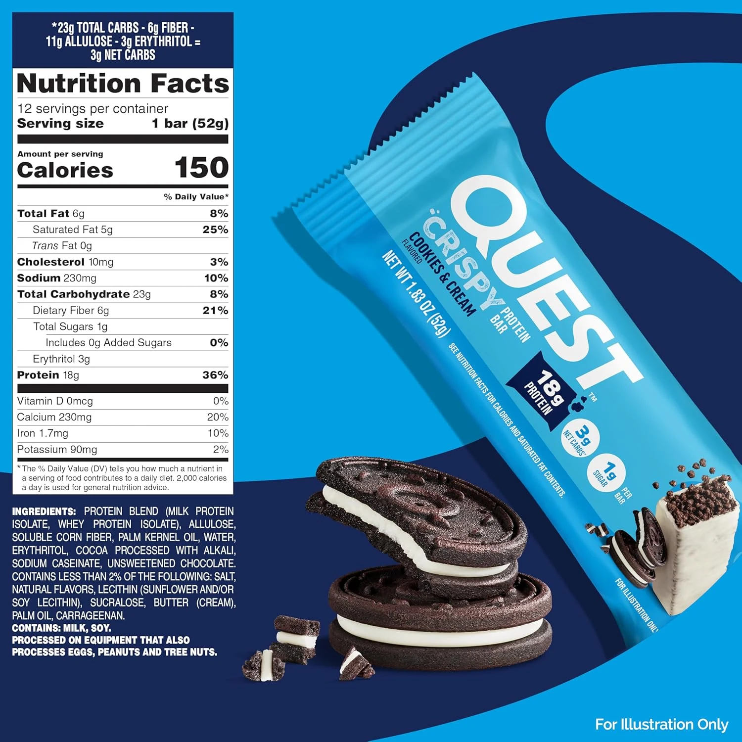 Quest Cookies & Cream Hero Bar - 12 Count Protein - Image 2