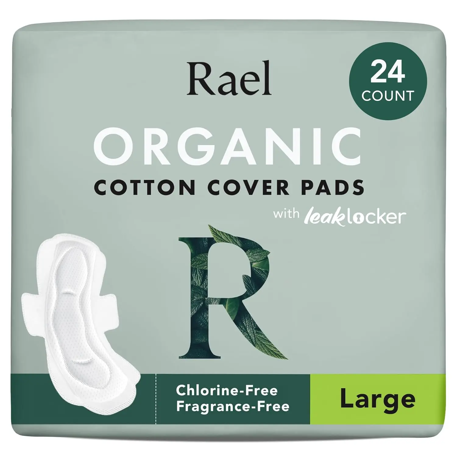 Rael organic cotton period pads with wings offer heavy absorbency and leak protection for all women, made with a soft, breathable, and hypoallergenic design.