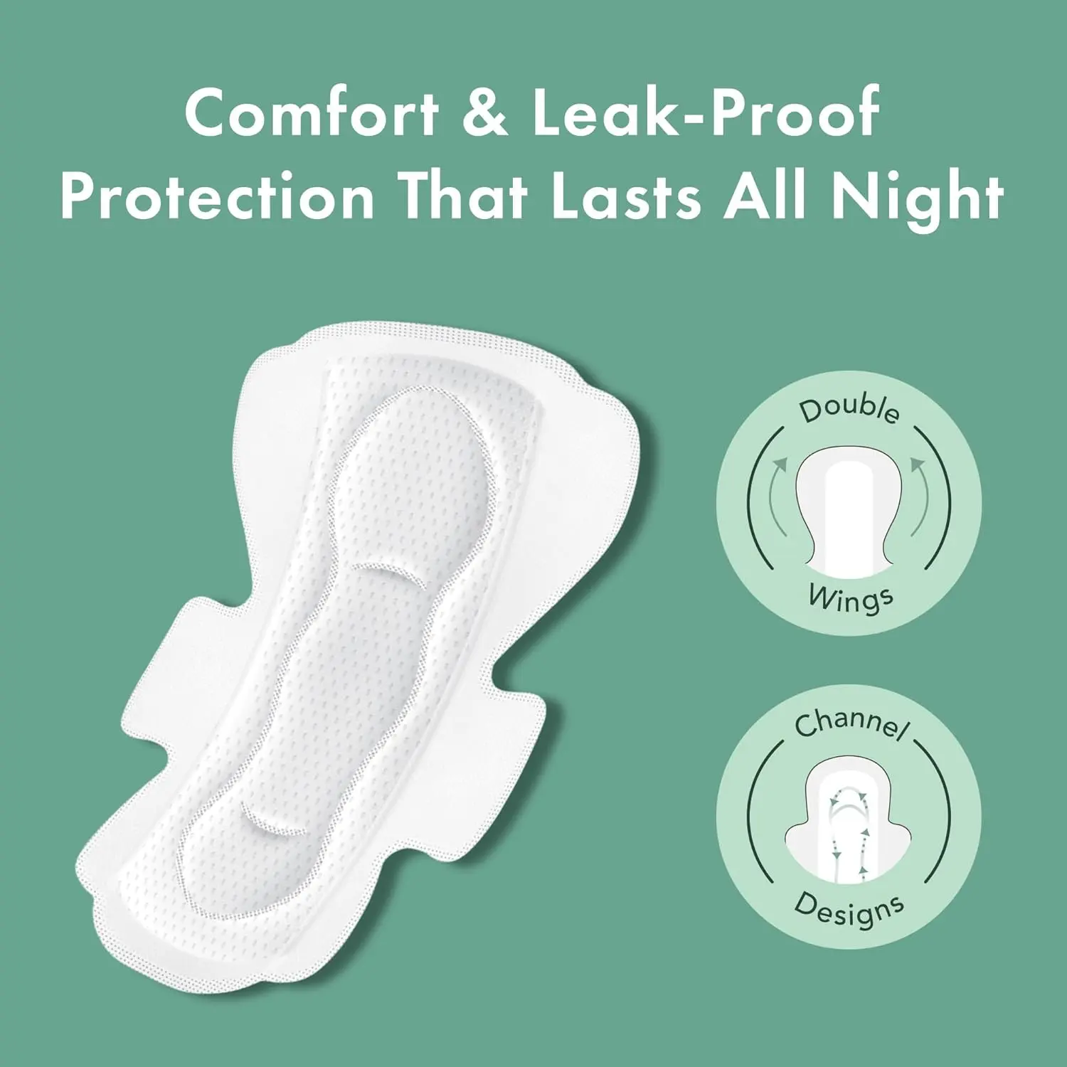 Rael organic cotton period pads with wings offer heavy absorbency and leak protection for all women, made with a soft, breathable, and hypoallergenic design.