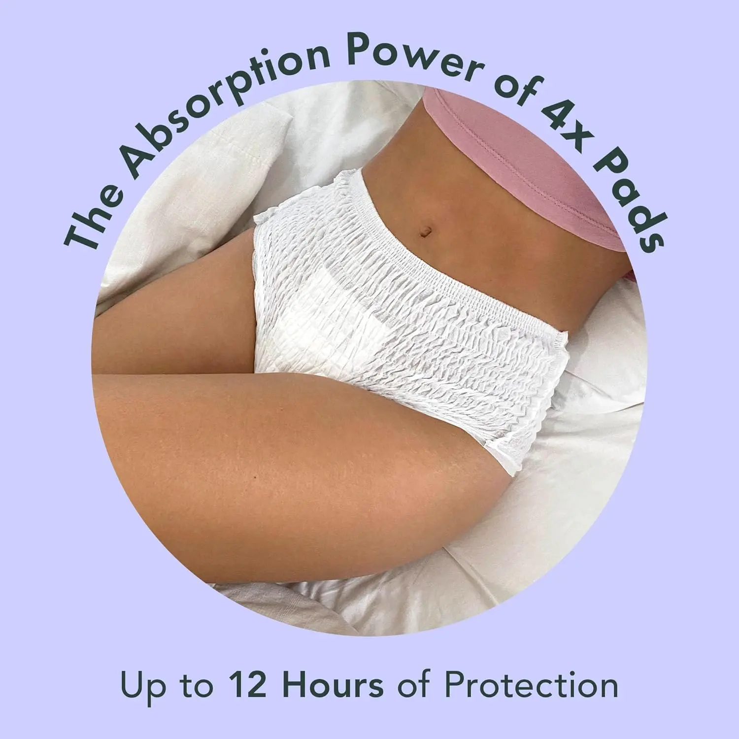 Rael organic cotton period underwear in size small to medium provides maximum coverage and absorbency for leak-free overnight protection.