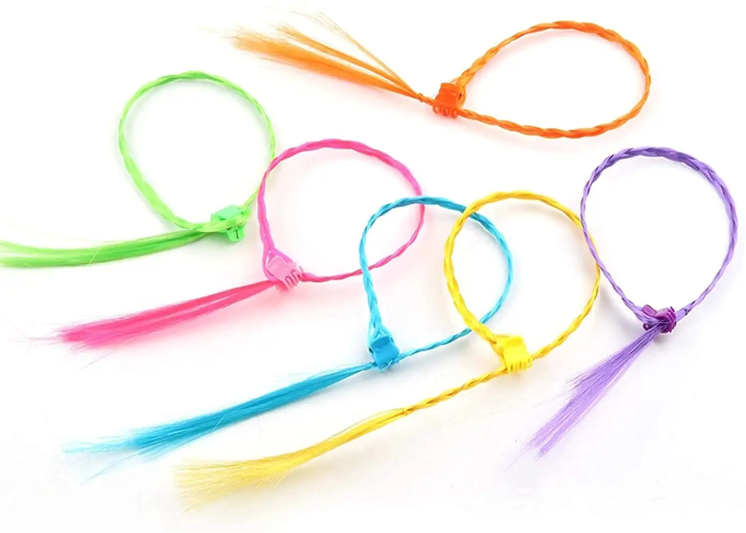 Colorful rainbow hair extensions with clips for girls, made of high-quality nylon, perfect for birthday parties and everyday hair decoration.