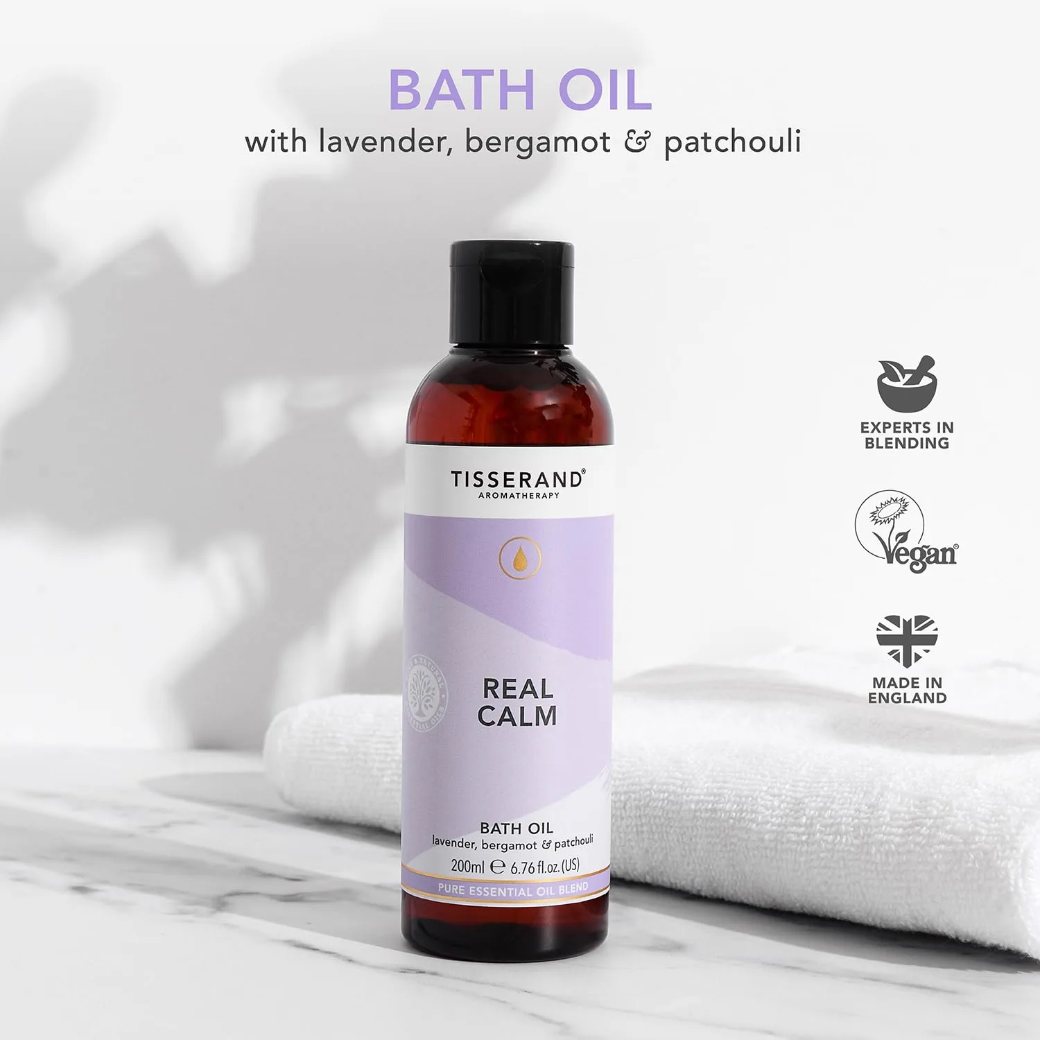 Tisserand Real Calm Bath Oil - Lavender, Bergamot, Patchouli - Image 4