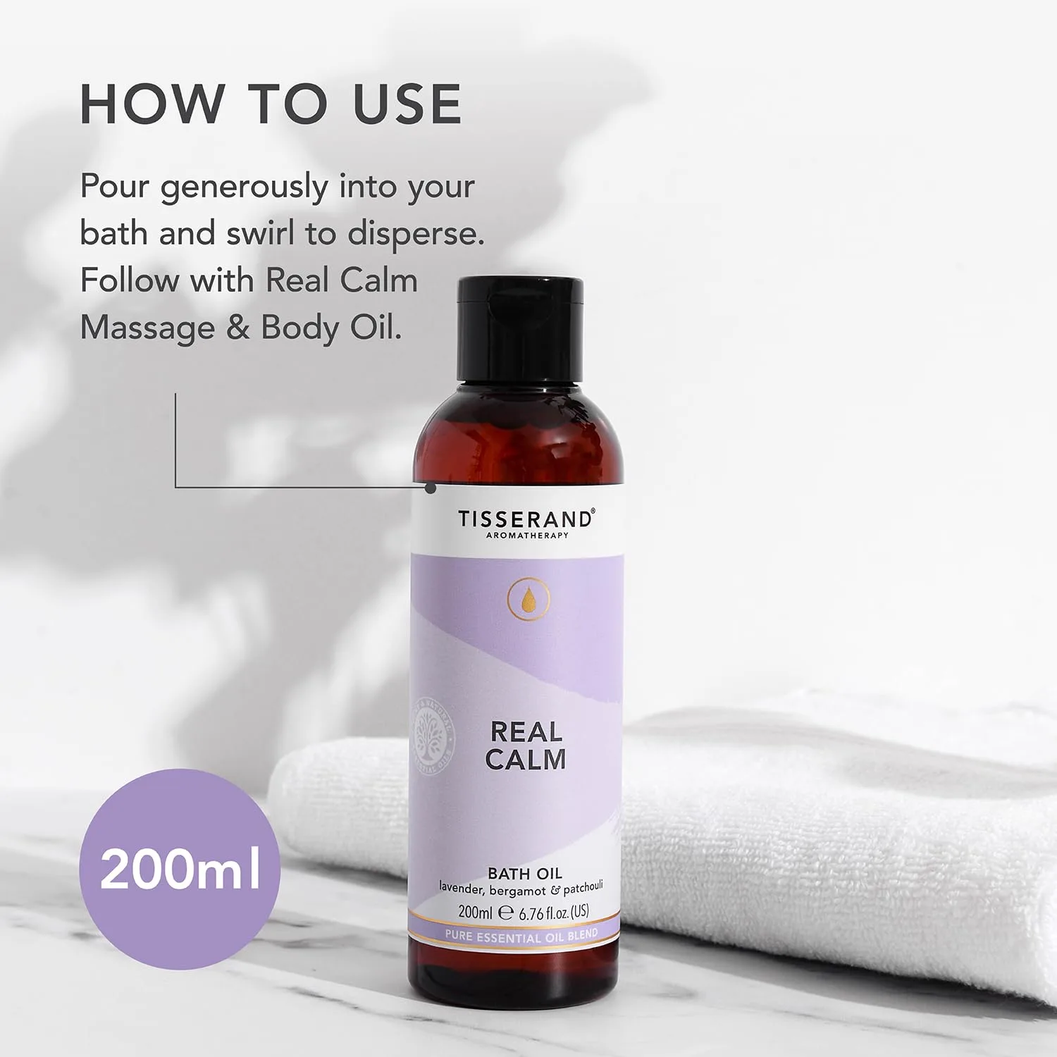 Tisserand Real Calm Bath Oil - Lavender, Bergamot, Patchouli - Image 6