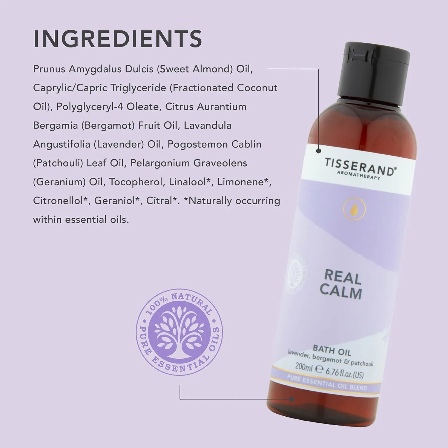 Tisserand Real Calm Bath Oil - Lavender, Bergamot, Patchouli - Image 7