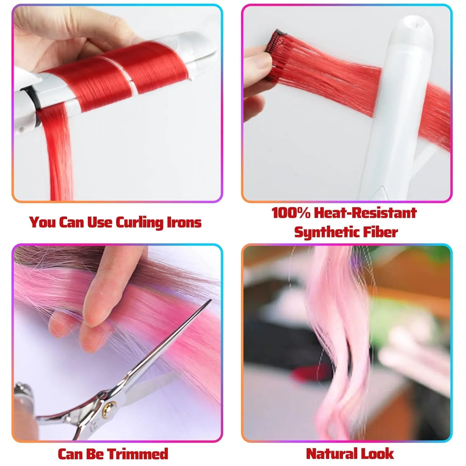 Ten red clip in hair extensions, each 22 inches long, offer a vibrant and easy way to add color and style to your hair for parties, cosplay, or everyday fashion.