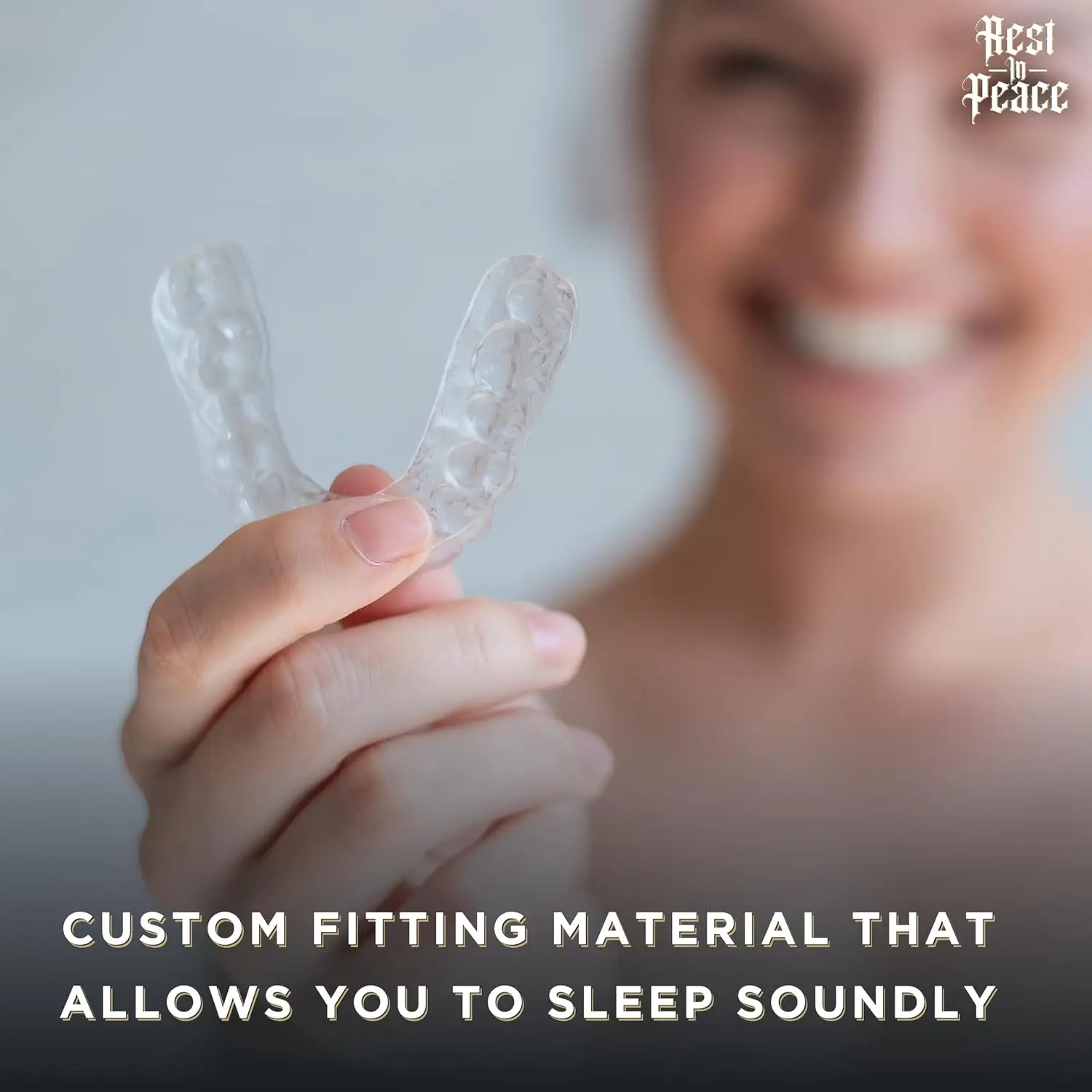 This clear, moldable Rest In Peace night guard, made from BPA and Phthalates free material, provides a custom and comfortable fit to protect your teeth from grinding and clenching.