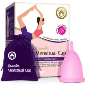 Mom & World reusable menstrual cup made of medical-grade silicone for women provides 12-hour leak-free, odor-free period protection and reduces waste.