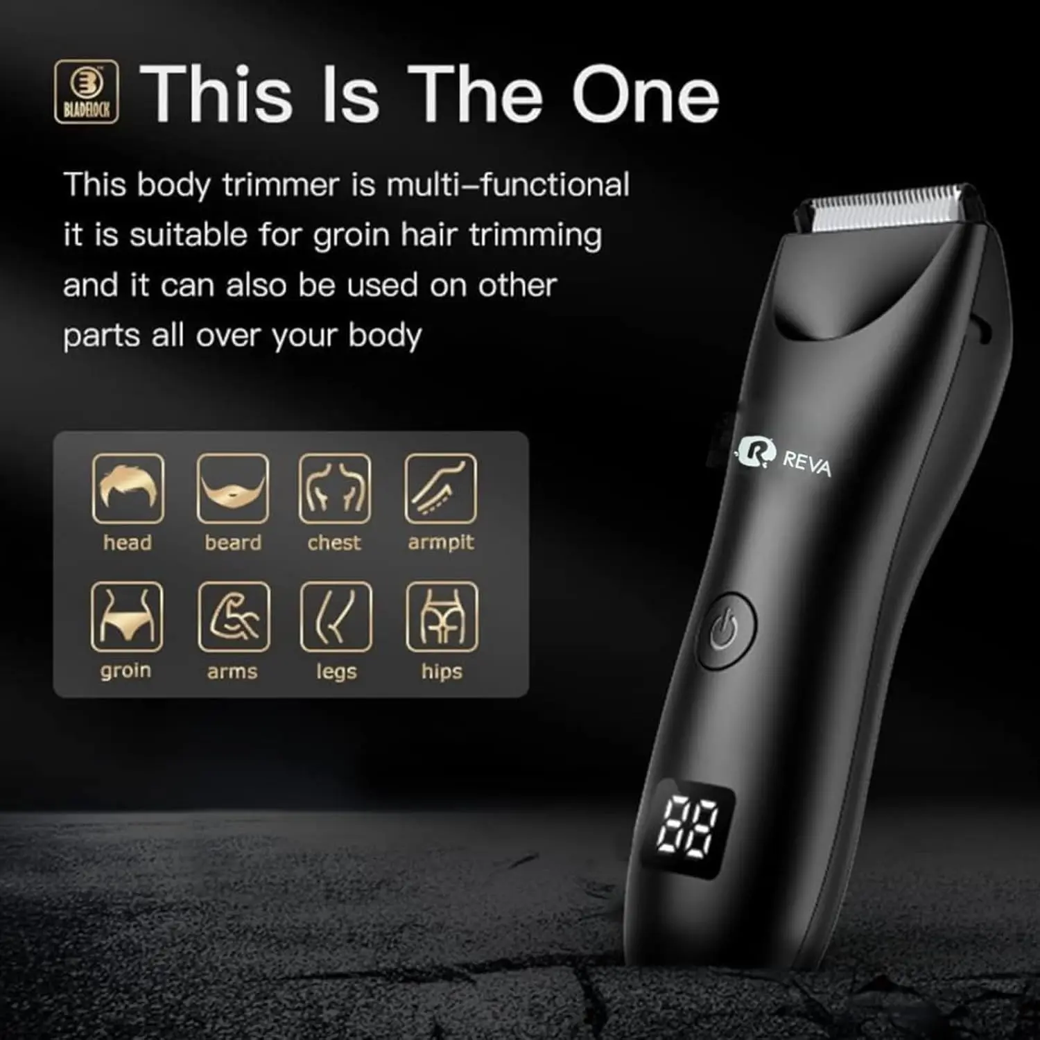 The Reva hair trimmer features a built-in spotlight and LED display, offering precise, safe trimming with ceramic blades and fast charging capabilities for cordless use.