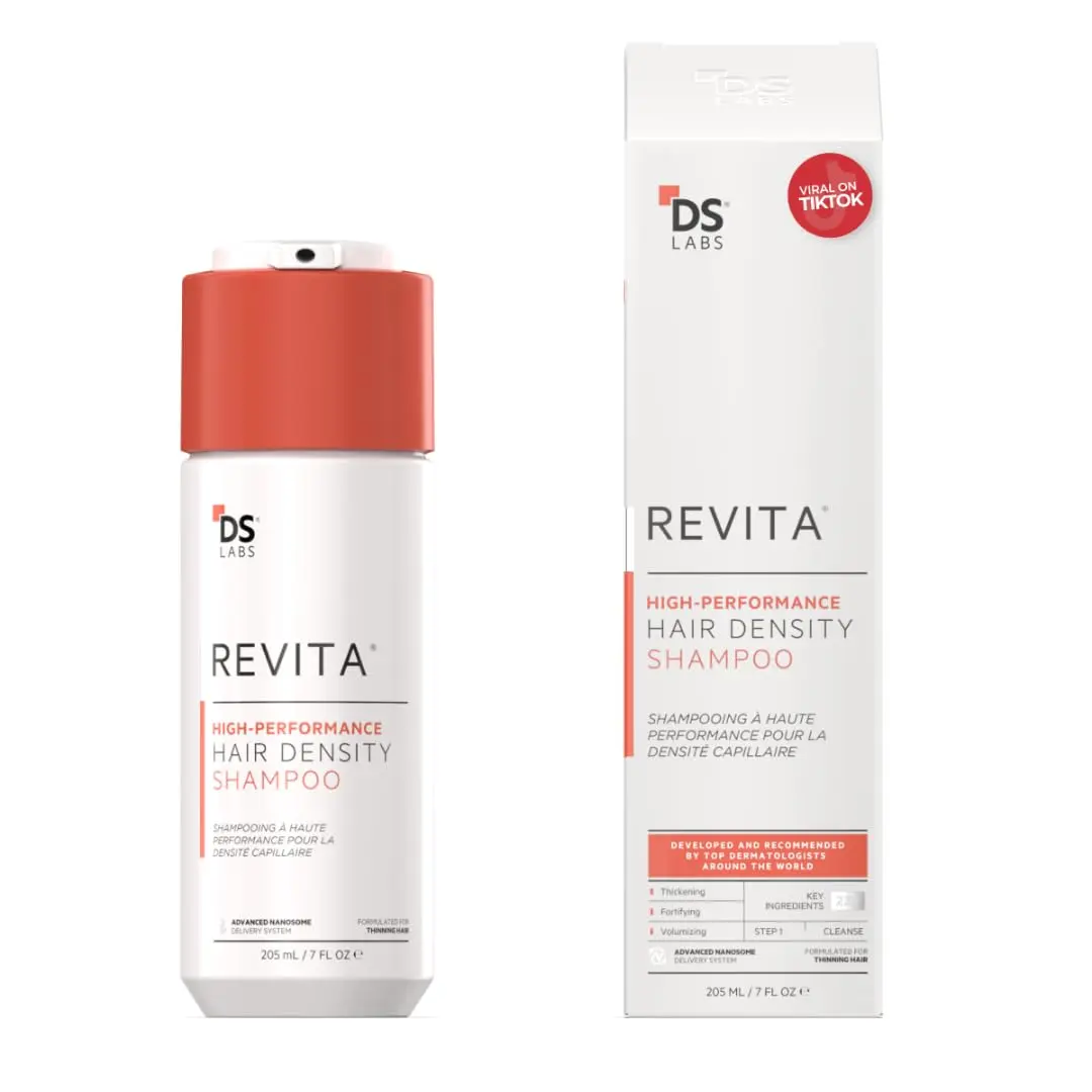DS Labs Revita Shampoo provides a refreshing cleanse for men and women experiencing hair thinning, promoting fuller, more voluminous looking hair.