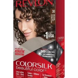 Revlon Colorsilk Dark Brown hair colour delivers rich, even colour and leaves hair looking silkier, shinier, and healthier.