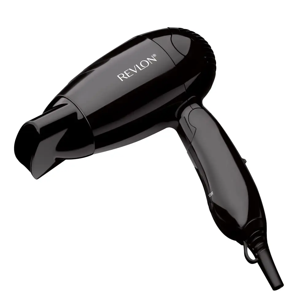 The Revlon folding travel hair dryer features a compact, lightweight design with dual voltage and two heat settings for worldwide use and convenient storage.