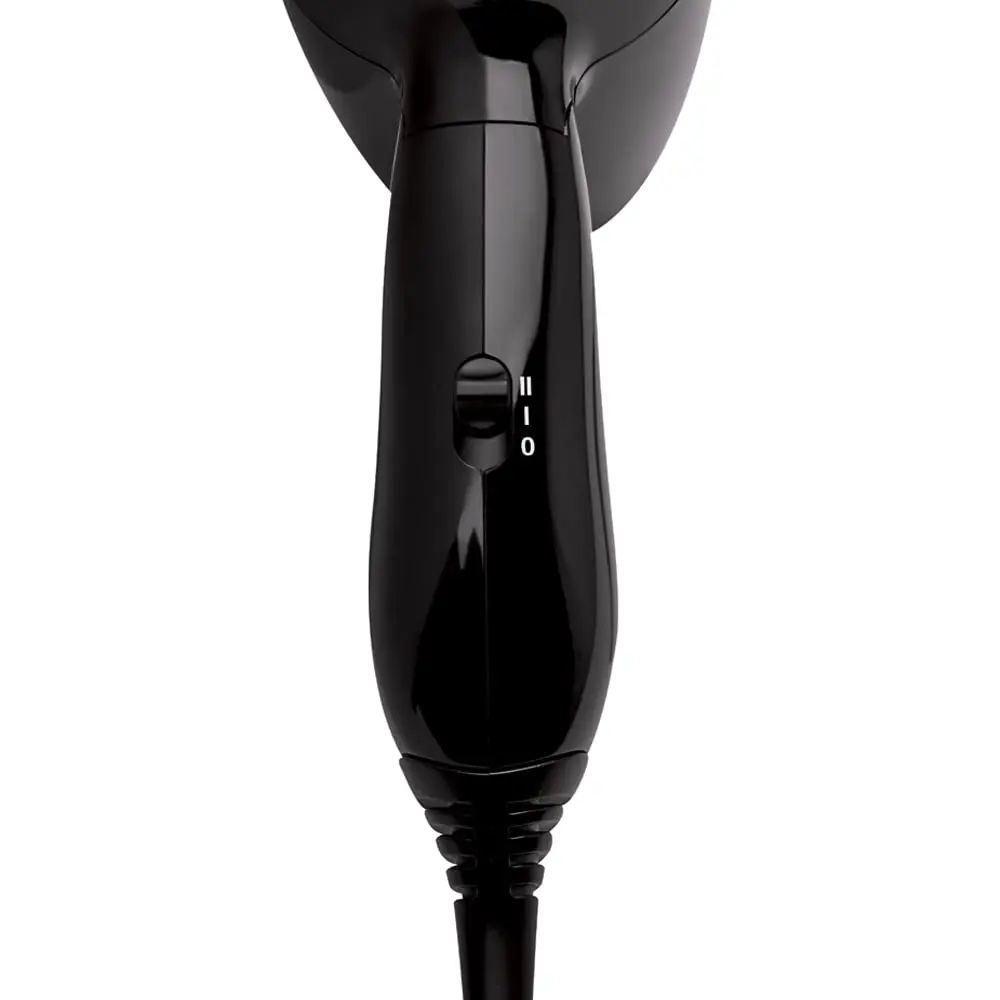 The Revlon folding travel hair dryer features a compact, lightweight design with dual voltage and two heat settings for worldwide use and convenient storage.