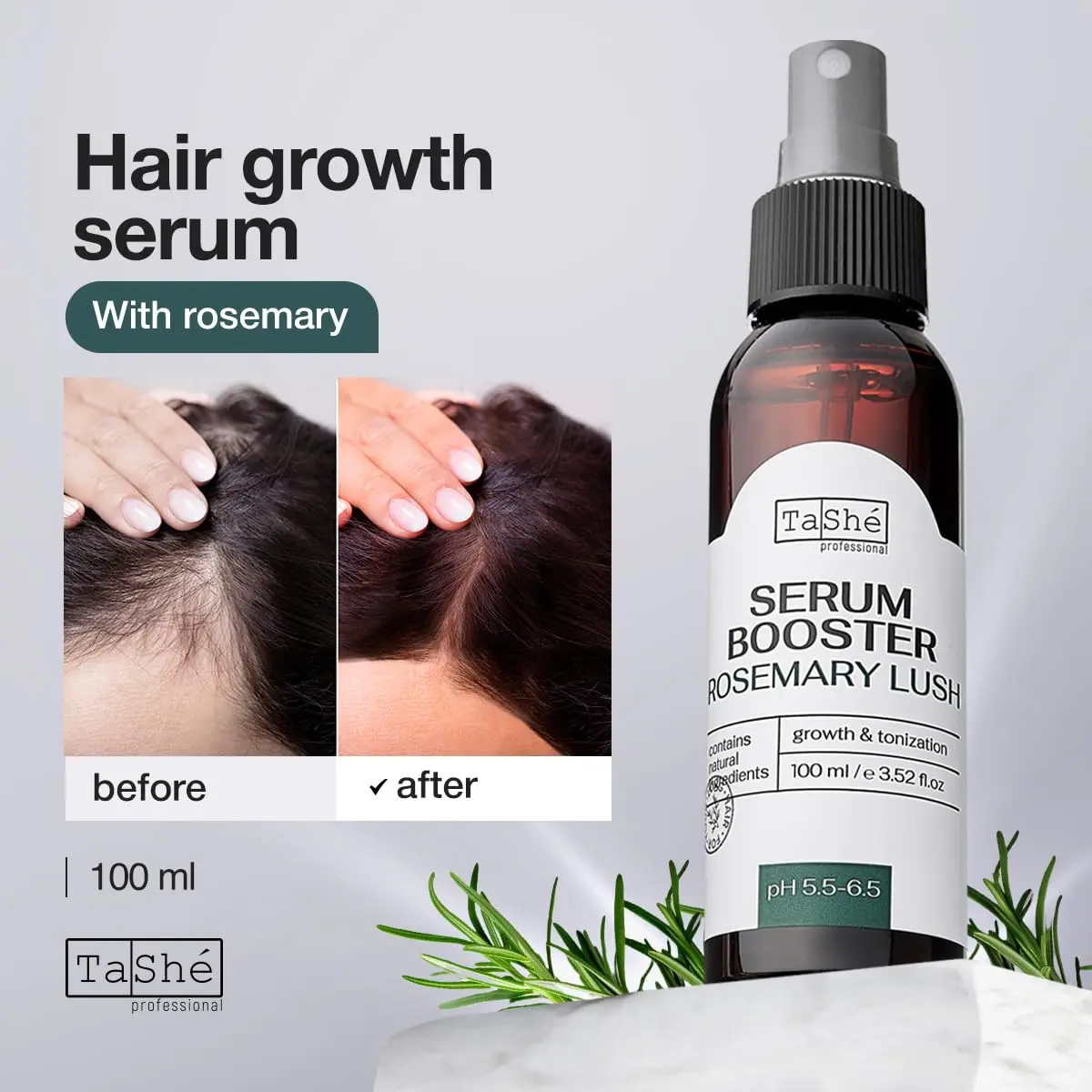Tahse rosemary hair growth serum nourishes the scalp for visibly thicker, stronger hair and a healthier scalp environment, safe for all hair types.