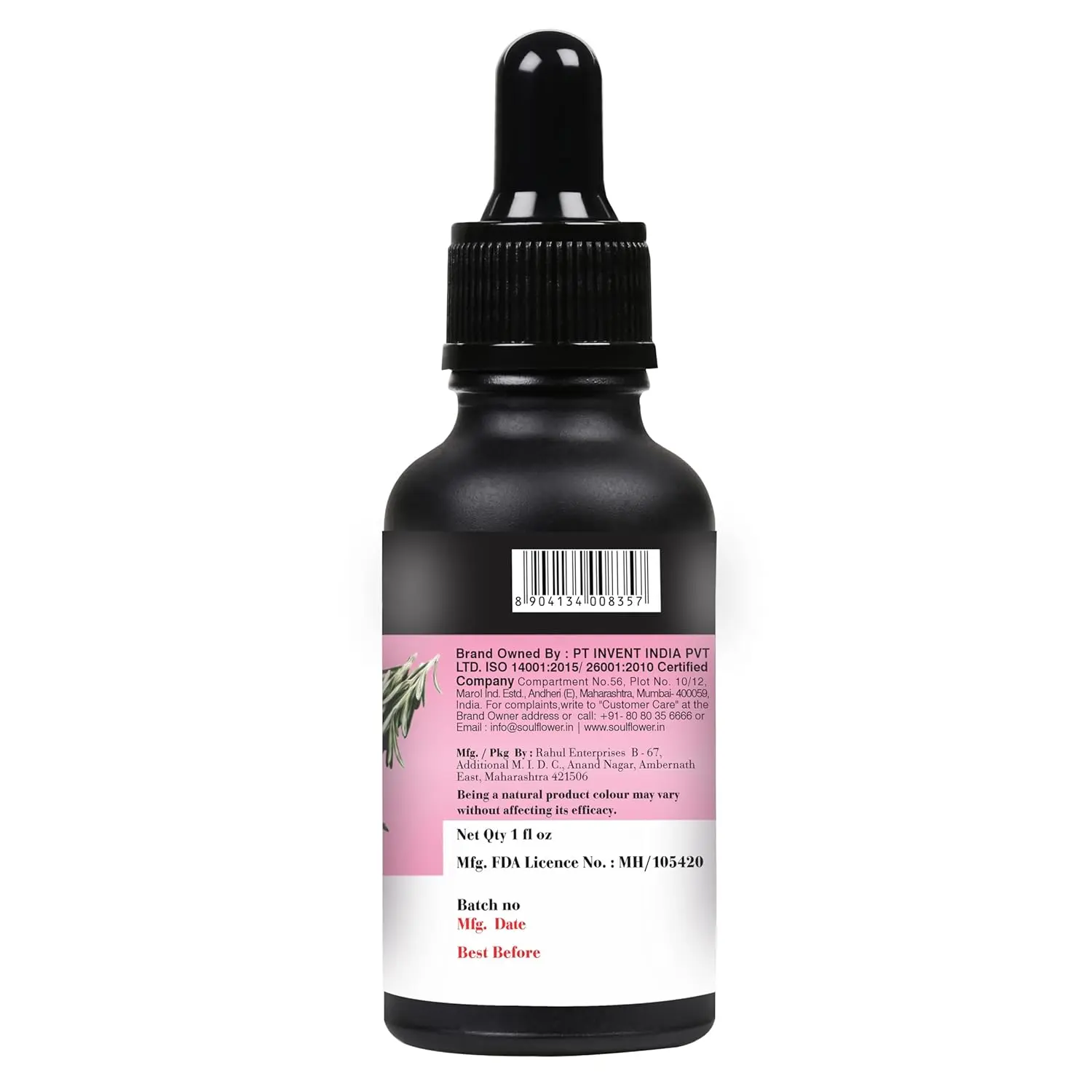 Soulflower organic rosemary essential oil promotes hair growth and scalp nourishment, ideal for hairfall control.