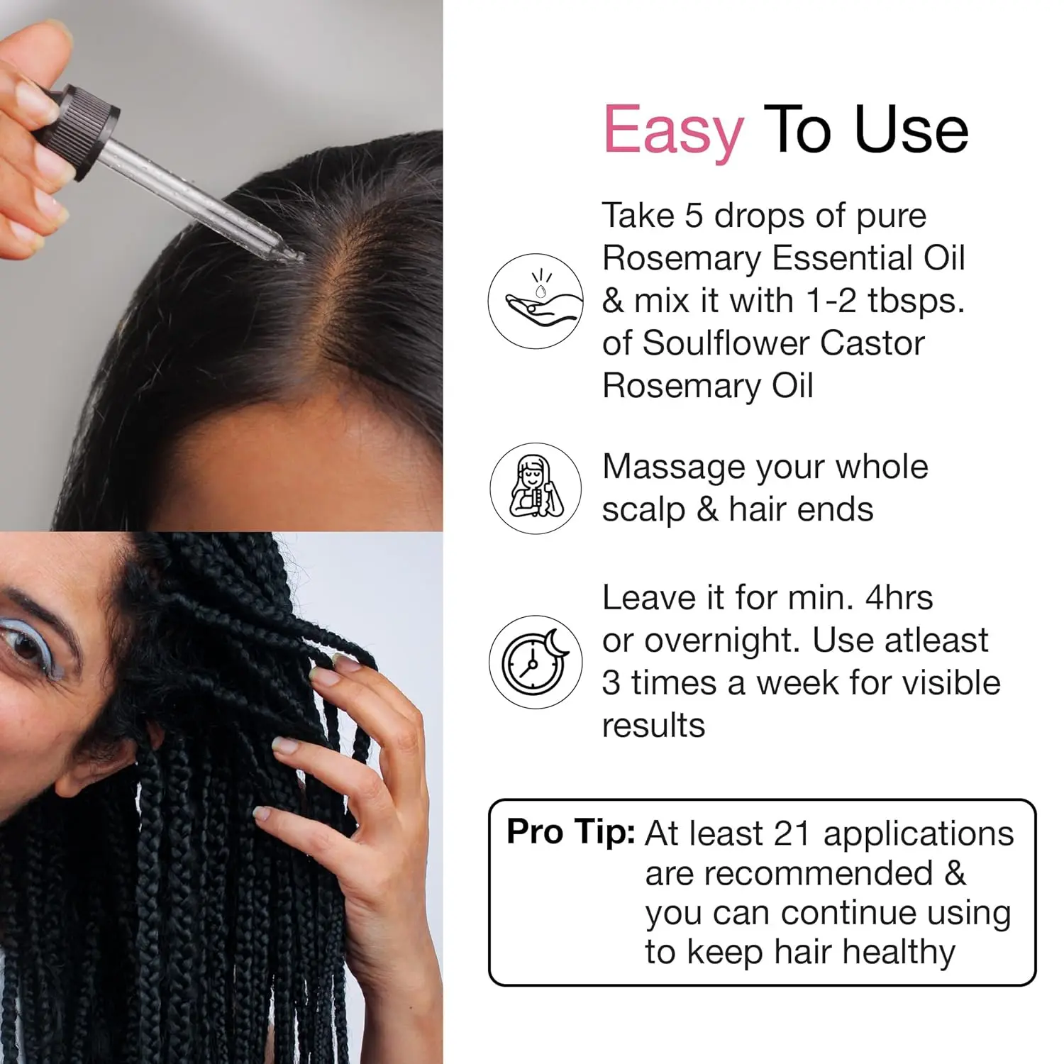 Soulflower organic rosemary essential oil promotes hair growth and scalp nourishment, ideal for hairfall control.