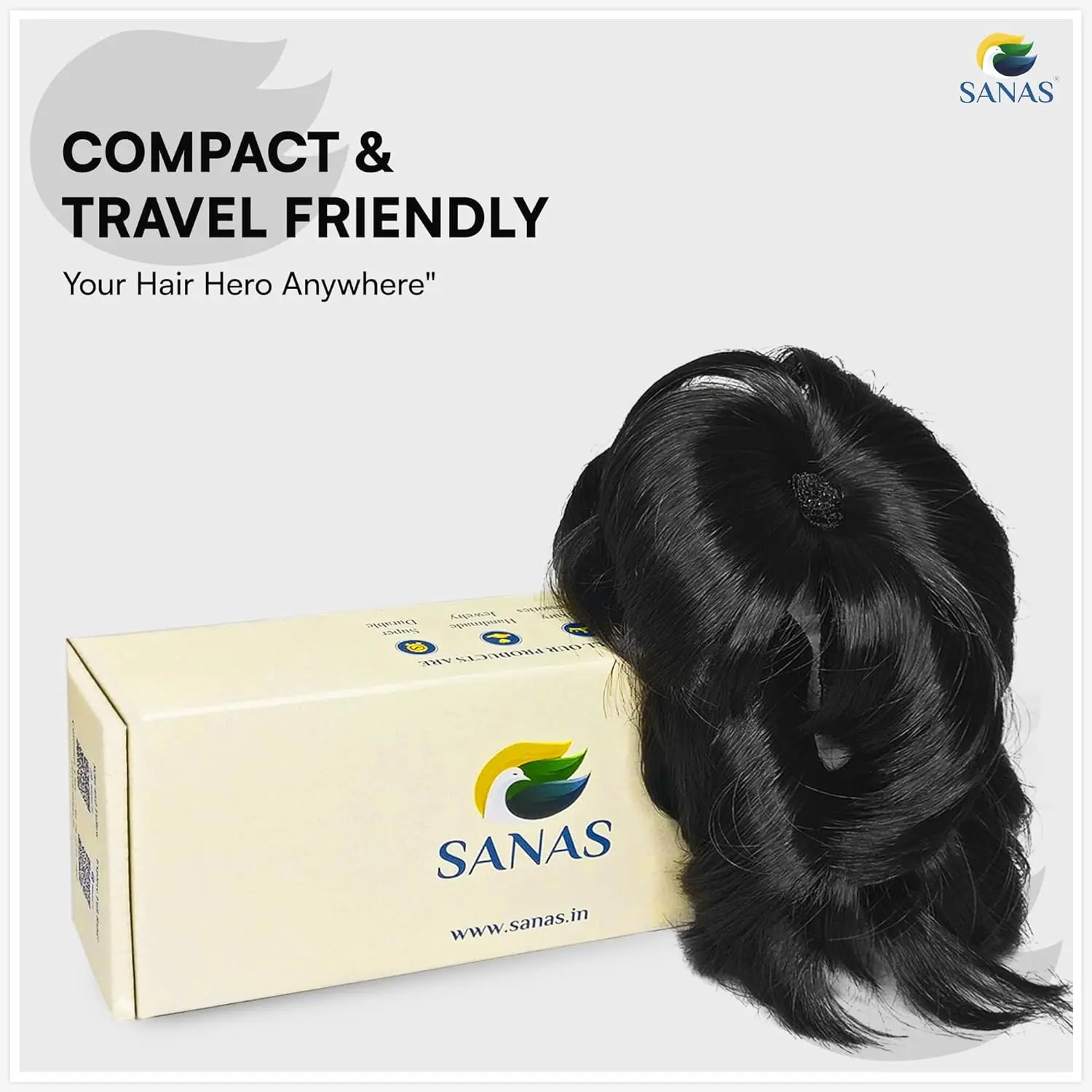 This black Sanas hair bun extension instantly adds volume and elegance to any hairstyle, perfect for special occasions and all hair types.