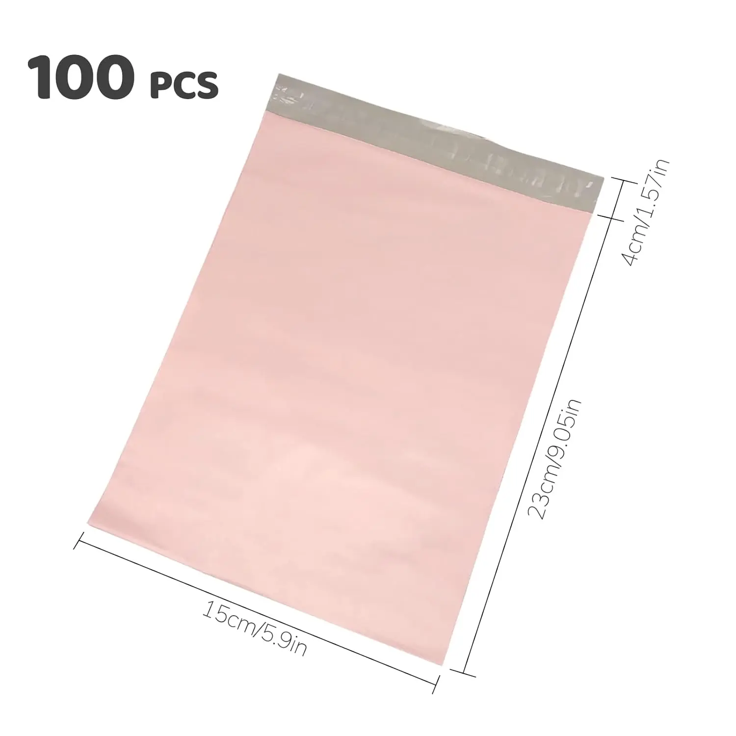 100 pink sanitary disposal bags for discreetly discarding tampons, pads, liners, and wet wipes, featuring a strong self-adhesive seal to lock in odors, and made from durable, waterproof plastic.