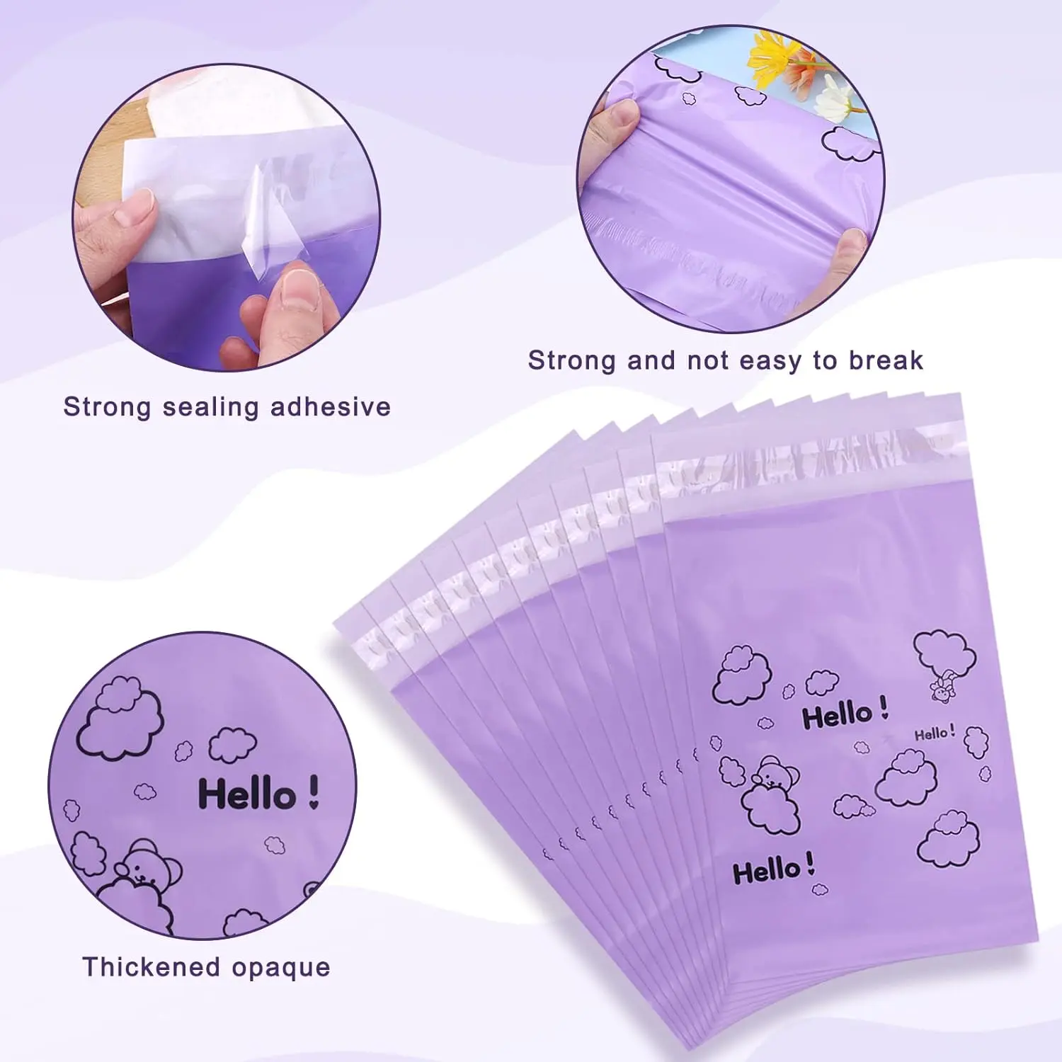 This image shows a pack of 100 purple opaque sanitary disposal bags designed for discreetly disposing of feminine hygiene products like tampons and pads, along with a black storage bag for convenient carrying.