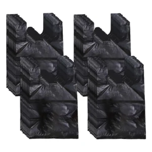 These black KRIZJUES sanitary disposal bags with handles are made of high-quality HDPE material, perfect for discreetly disposing of sanitary napkins, tampons, or other small waste items at home, the office, or while traveling.