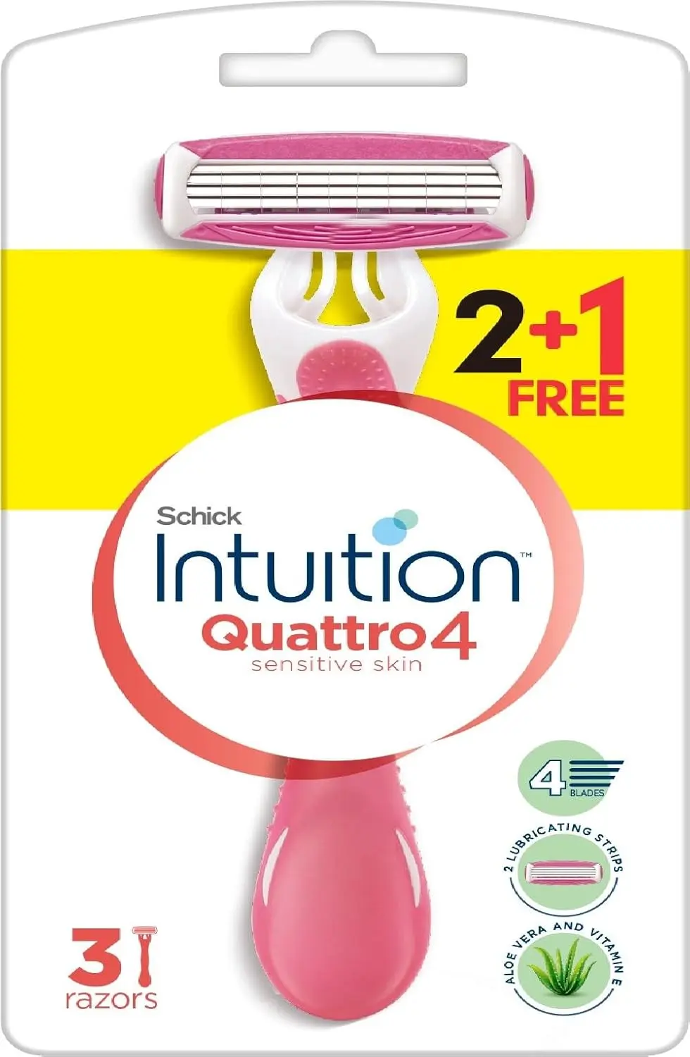 Schick Quattro disposable razors for women provide a smooth shave with 4 ultra-thin blades, aloe, and vitamin E conditioning strips, perfect for sensitive skin and travel.