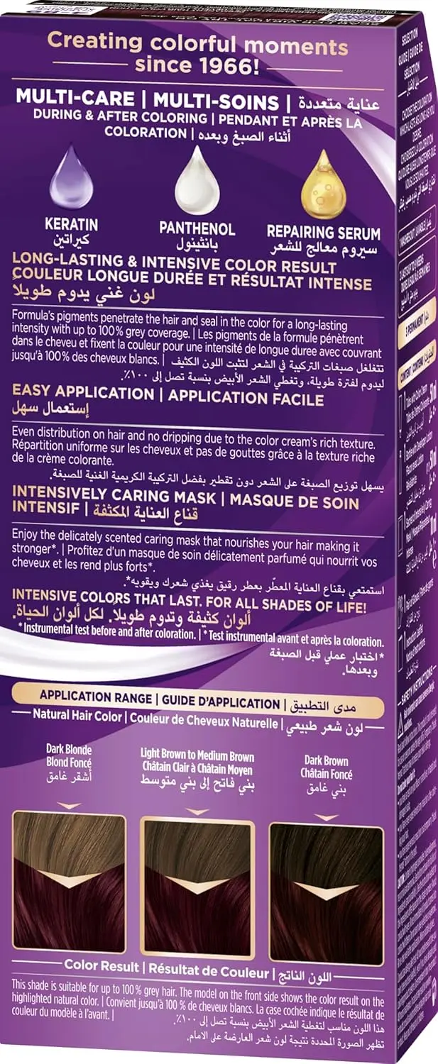 Schwarzkopf Palette Intensive Color Creme in Intensive Aubergine 4-89 provides long-lasting, anti-fade aubergine color with perfect grey coverage and extra care from Keratin, Panthenol, and Nutri-oil.