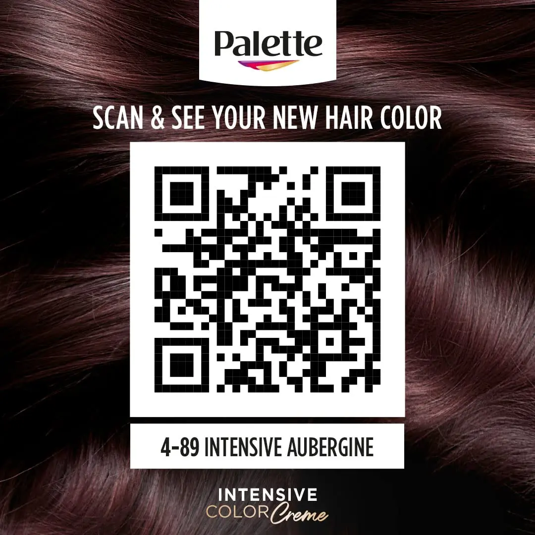 Schwarzkopf Palette Intensive Color Creme in Intensive Aubergine 4-89 provides long-lasting, anti-fade aubergine color with perfect grey coverage and extra care from Keratin, Panthenol, and Nutri-oil.