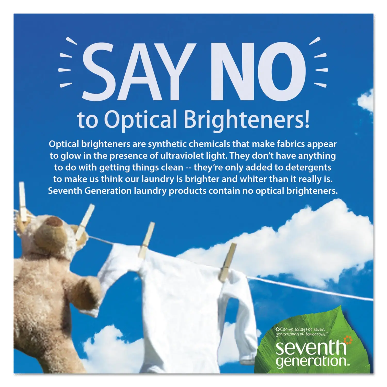 Seventh Generation Free & Clear laundry detergent in a 100 oz bottle, formulated for sensitive skin and effective on tough stains without dyes or fragrances.