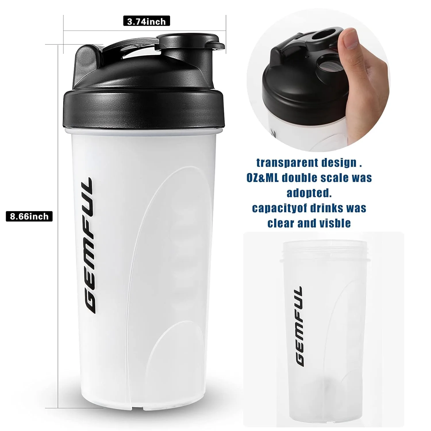 Shaker Bottle Protein Mix BPA-Free Leak Proof Gym Cup - Image 2