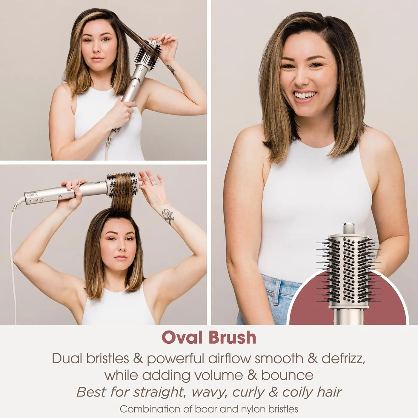 The Shark FlexStyle 5-in-1 hair styler and dryer, with included attachments like auto-wrap curlers and brushes, helps you curl, straighten, volumize, smooth, and define your hair with no heat damage, offering powerful drying and versatile styling for all hair types.