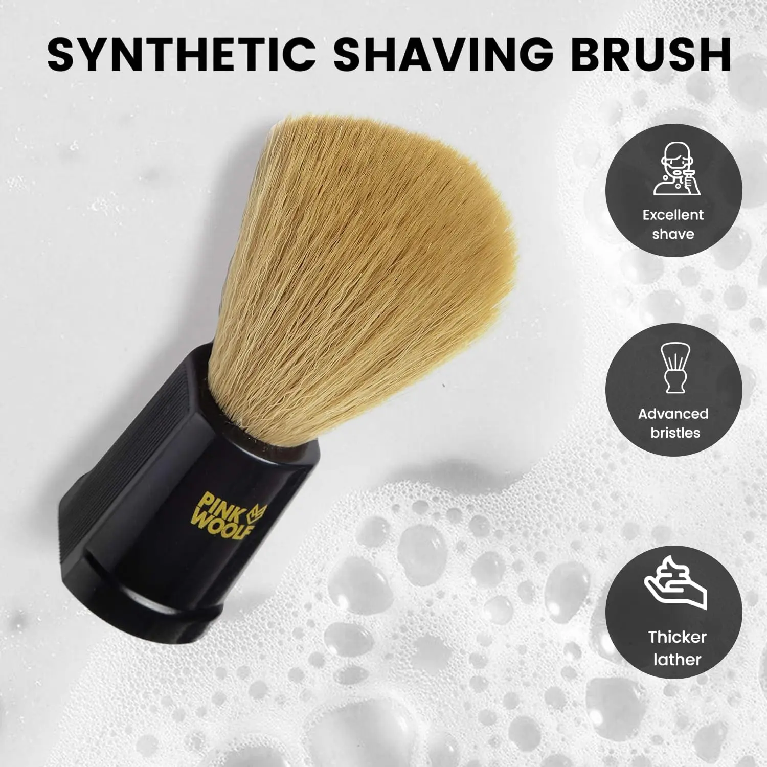 Pink Woolf shaving combo includes a soft bristle brush and seabuckthorn & aloe vera shaving soap for a rich, energizing lather and a true wet shave.