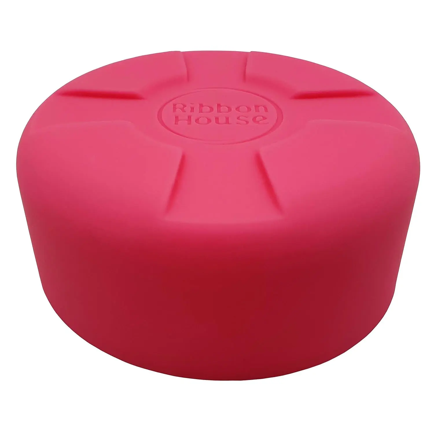 Pink silicone shaving cream can cover prevents rust rings and protects bathroom surfaces from stains and damage.