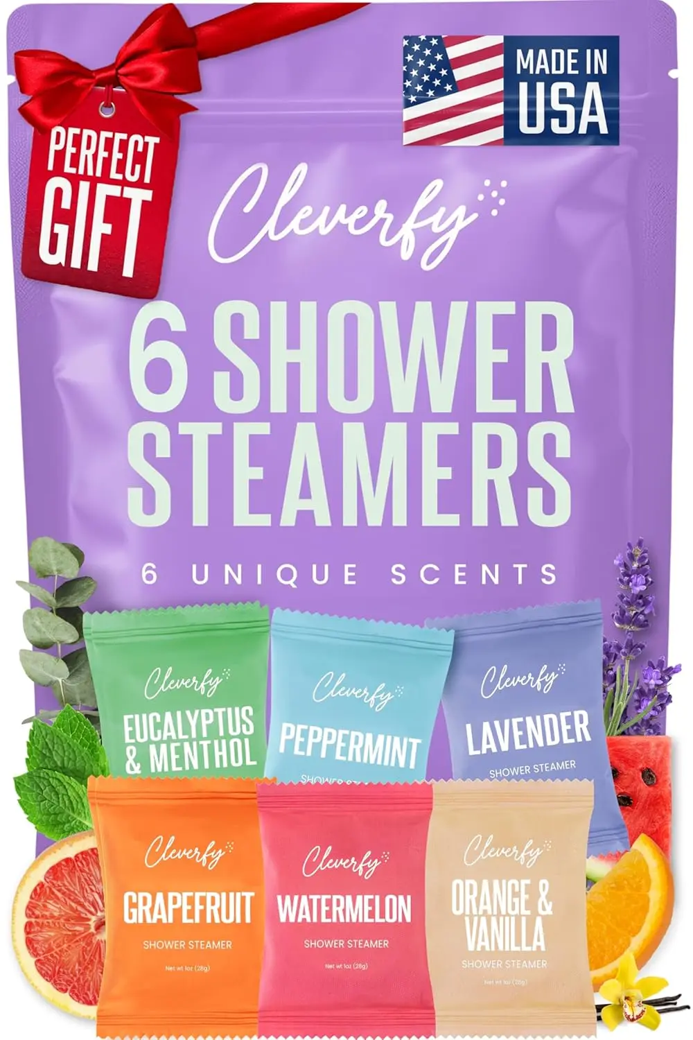 This aromatherapy shower bombs gift set includes six shower steamers with essential oils for a relaxing home spa experience and sinus relief.