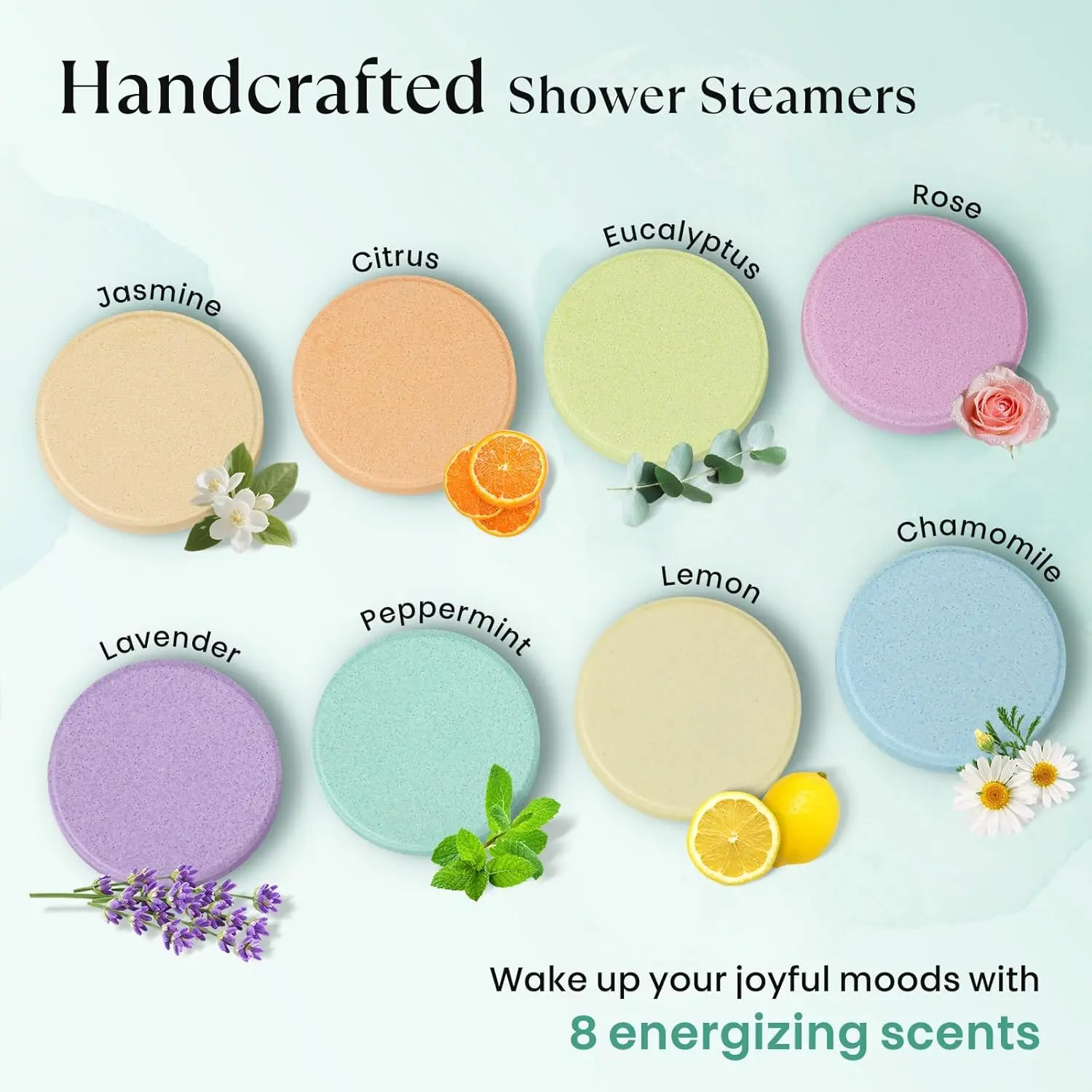 This set of eight aromatherapy shower bombs, with cedar wood, sandalwood, eucalyptus, and peppermint fragrances, offers a relaxing shower experience and stress relief, making it a perfect gift for women.