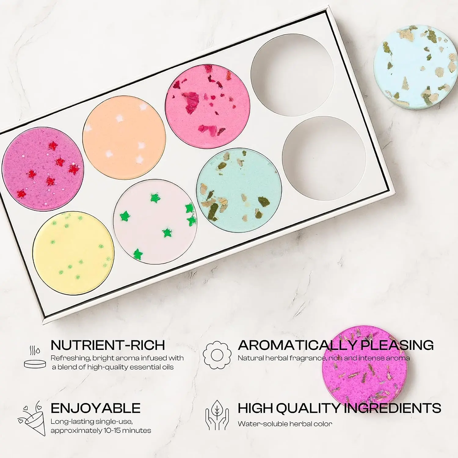 Indulge in a relaxing aromatherapy experience with these shower steamers, infused with natural essential oils for stress relief and self-care, making them the perfect gift for women.