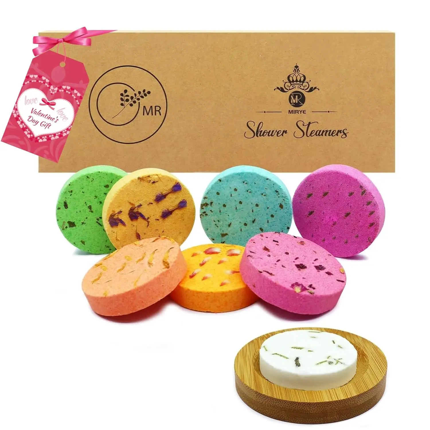 This 8-pack of aromatherapy shower steamers offers organic essential oil scents for stress relief and a relaxing home spa experience, making it a perfect gift for women.