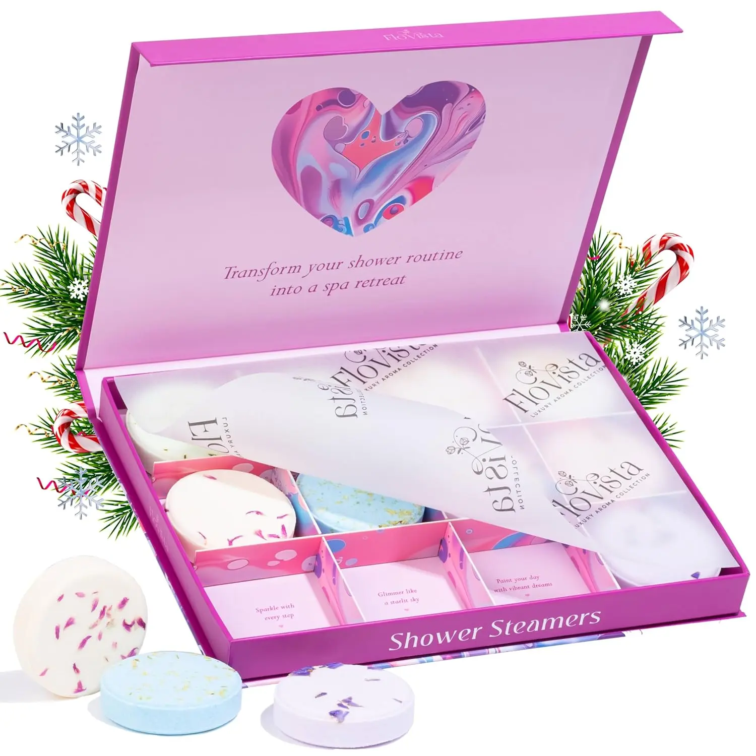 This set of shower steamers offers a luxurious aromatherapy spa experience at home, perfect as relaxing birthday gifts or self-care presents for women.