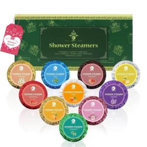 This gift set includes ten aromatherapy shower steamers with natural essential oils, perfect for relaxation and personal care, making it an ideal gift for both women and men for birthdays or Mother's Day.