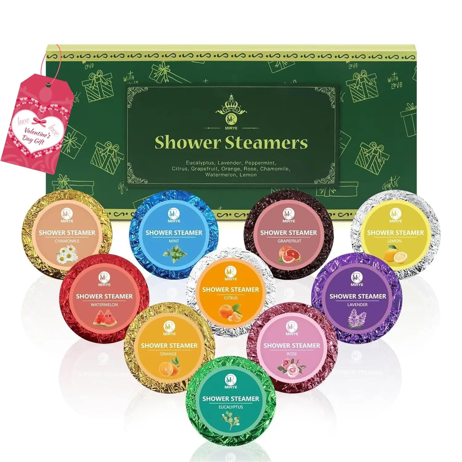 This gift set includes ten aromatherapy shower steamers with natural essential oils, perfect for relaxation and personal care, making it an ideal gift for both women and men for birthdays or Mother's Day.