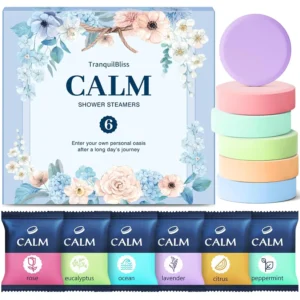 Six individually wrapped shower steamers in assorted scents like eucalyptus, lavender, and citrus offer a relaxing aromatherapy experience in your shower.