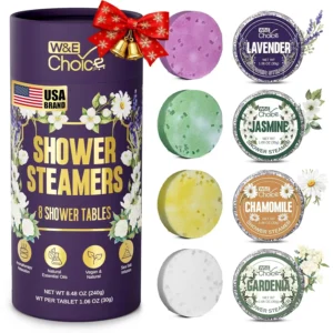 Indulge in aromatherapy with these shower steamers infused with natural essential oils, offering stress relief and relaxation for women and men.