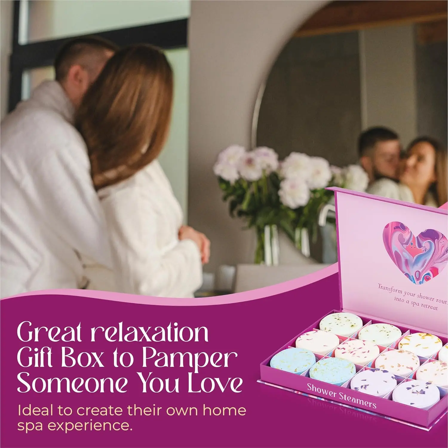 This set of shower steamers offers a luxurious aromatherapy spa experience at home, perfect as relaxing birthday gifts or self-care presents for women.