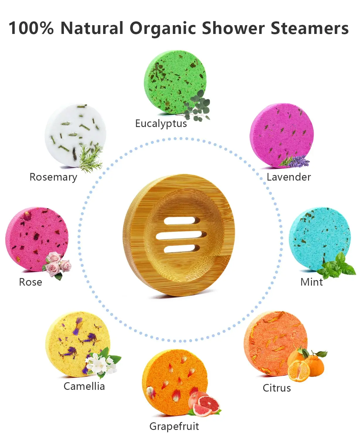 This 8-pack of aromatherapy shower steamers offers organic essential oil scents for stress relief and a relaxing home spa experience, making it a perfect gift for women.