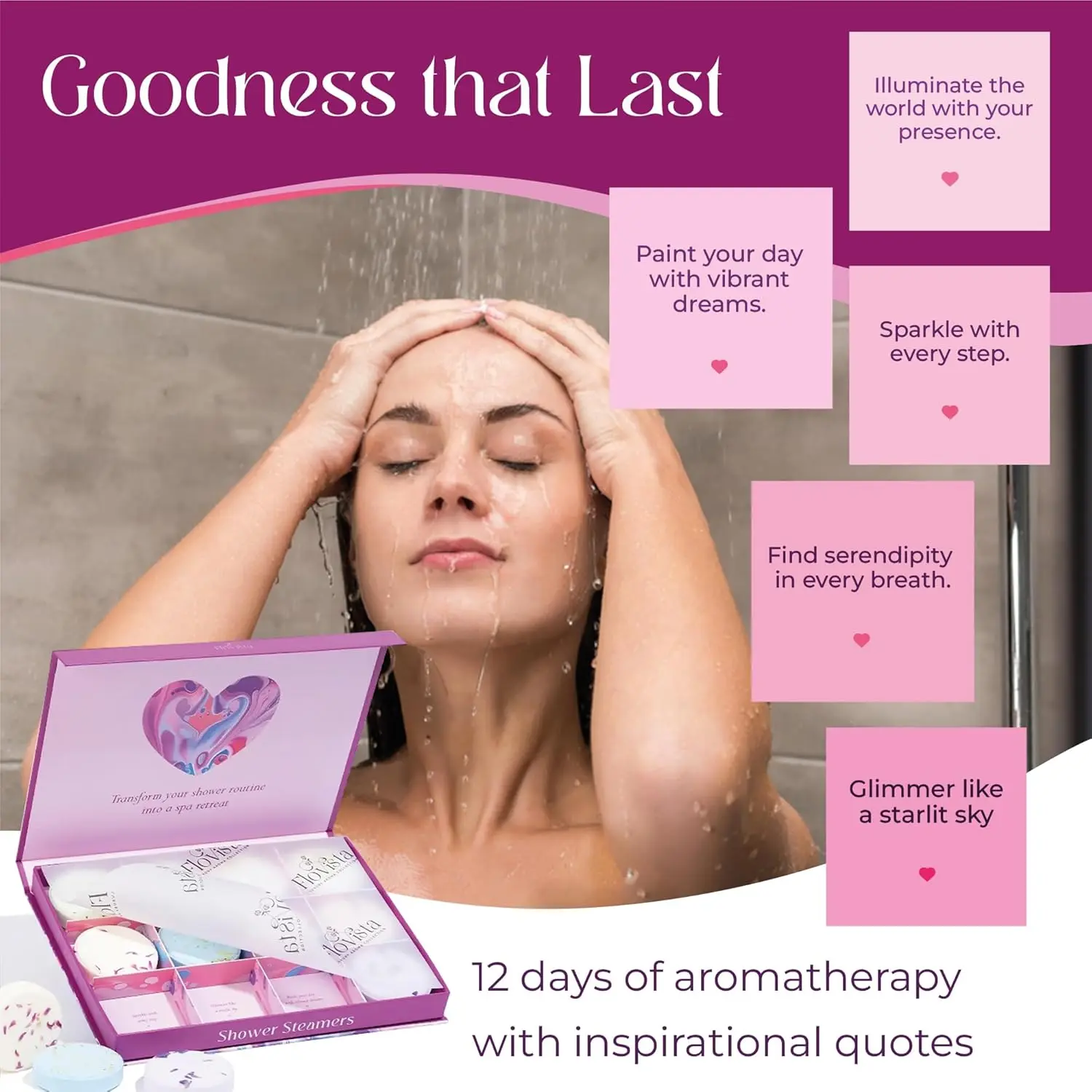 This set of shower steamers offers a luxurious aromatherapy spa experience at home, perfect as relaxing birthday gifts or self-care presents for women.