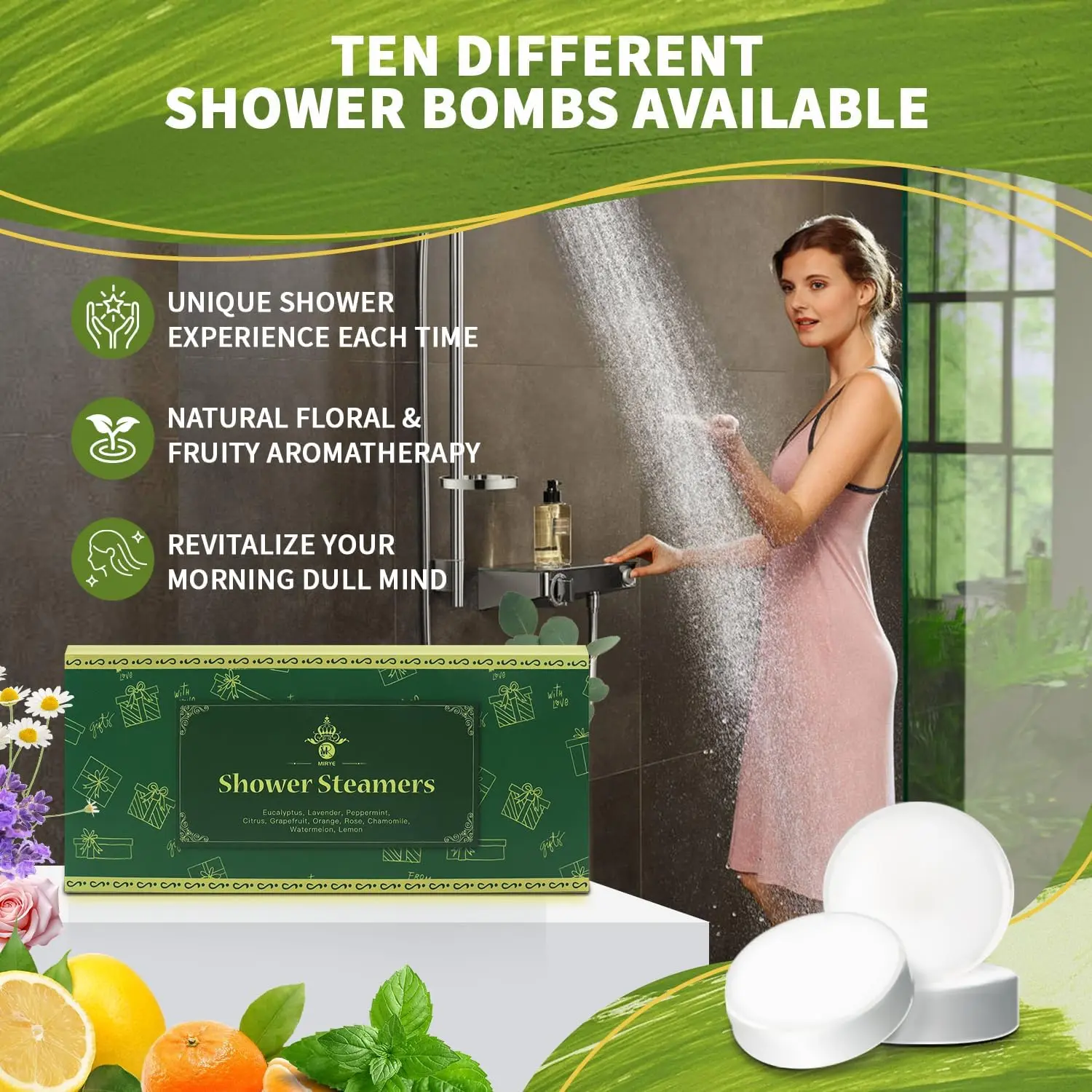 This gift set includes ten aromatherapy shower steamers with natural essential oils, perfect for relaxation and personal care, making it an ideal gift for both women and men for birthdays or Mother's Day.